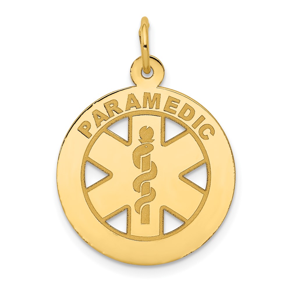 14k Yellow Gold Paramedic Medical Disk Charm, 19mm