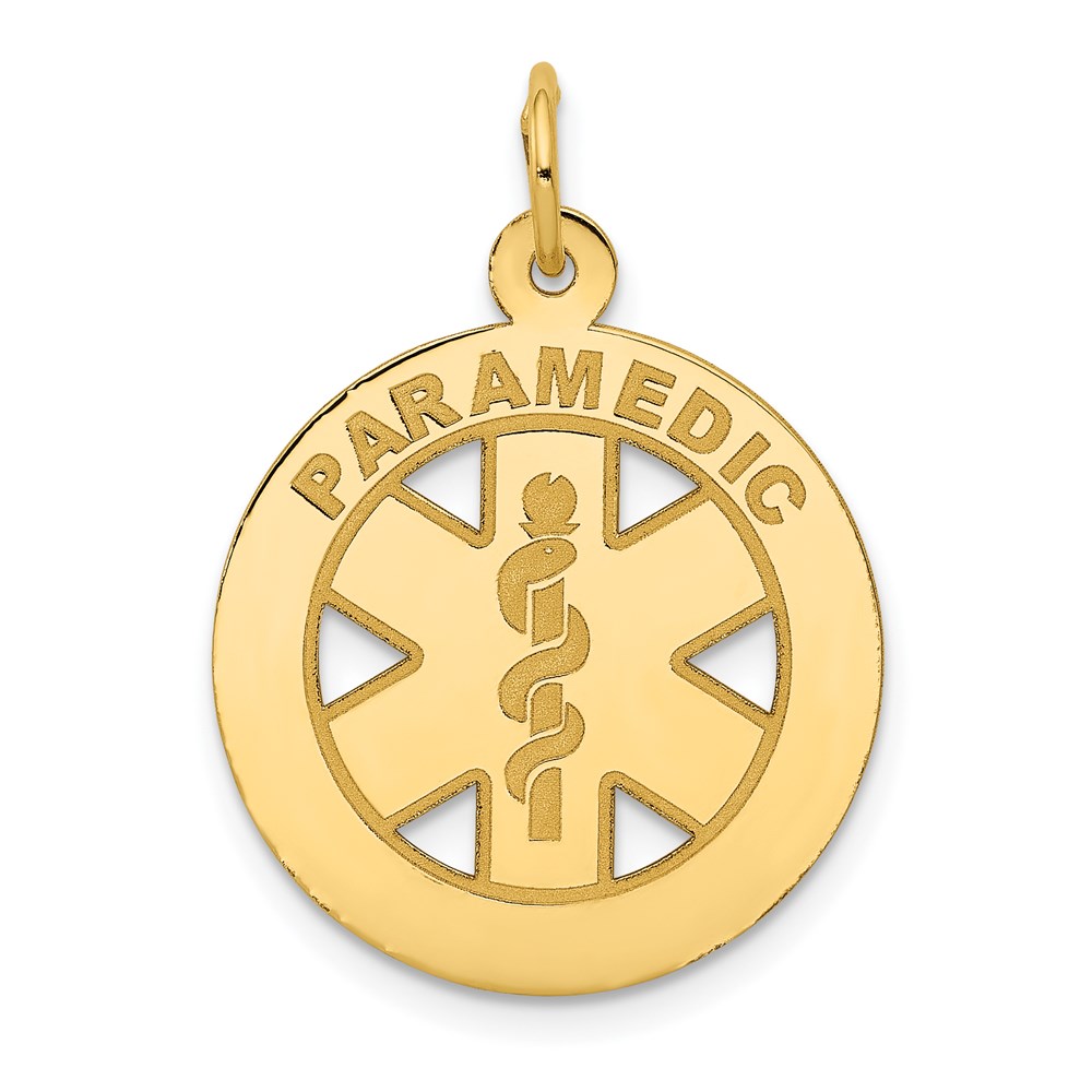 14k Yellow Gold Paramedic Medical Disk Charm, 19mm