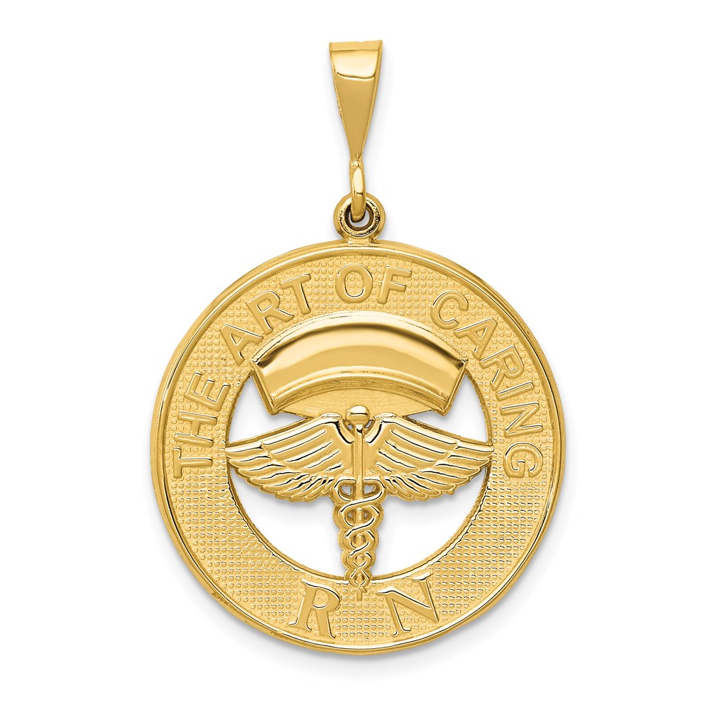 14k Yellow Gold The Art of Caring RN Pendant