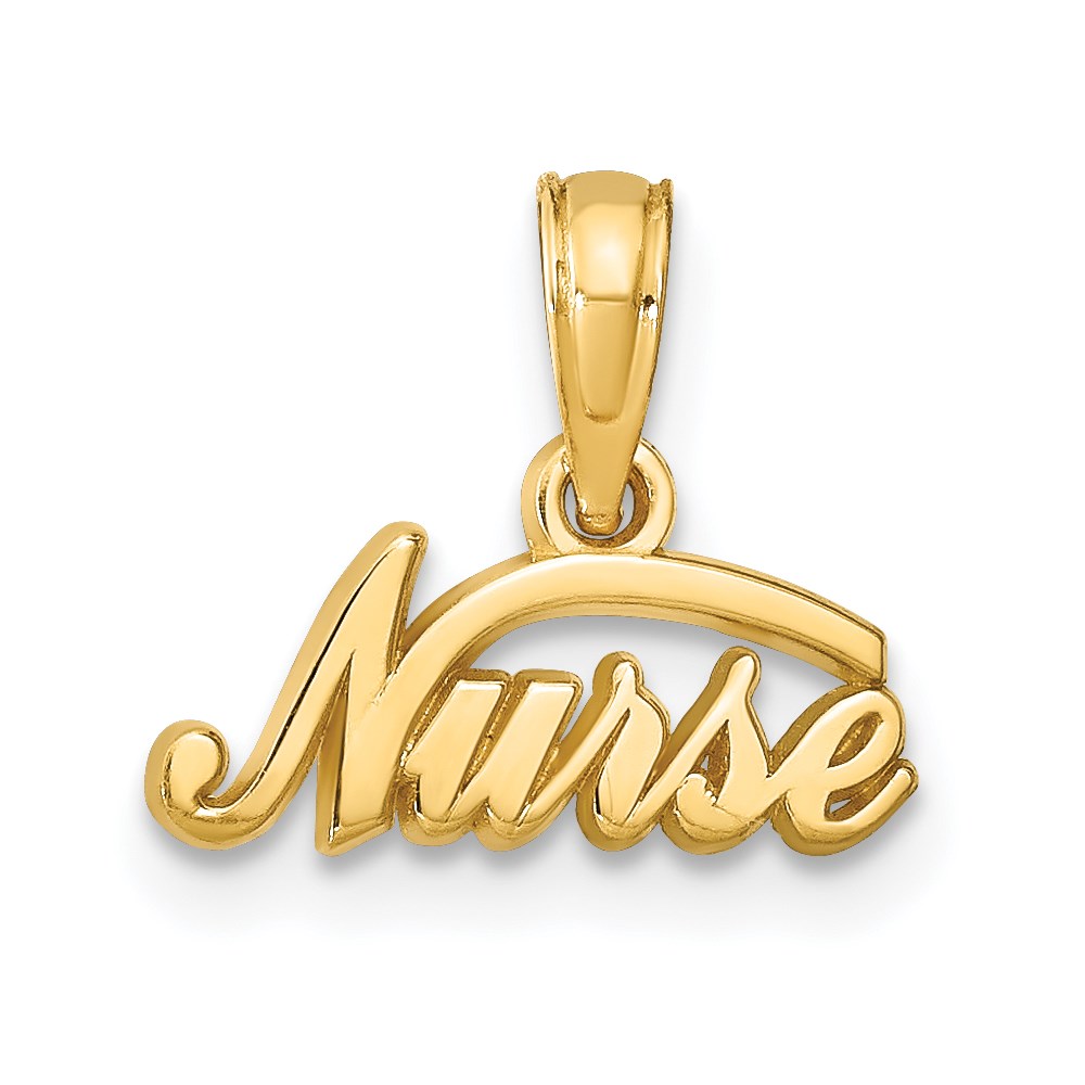 14k Yellow Gold Small Nurse Script Pendant