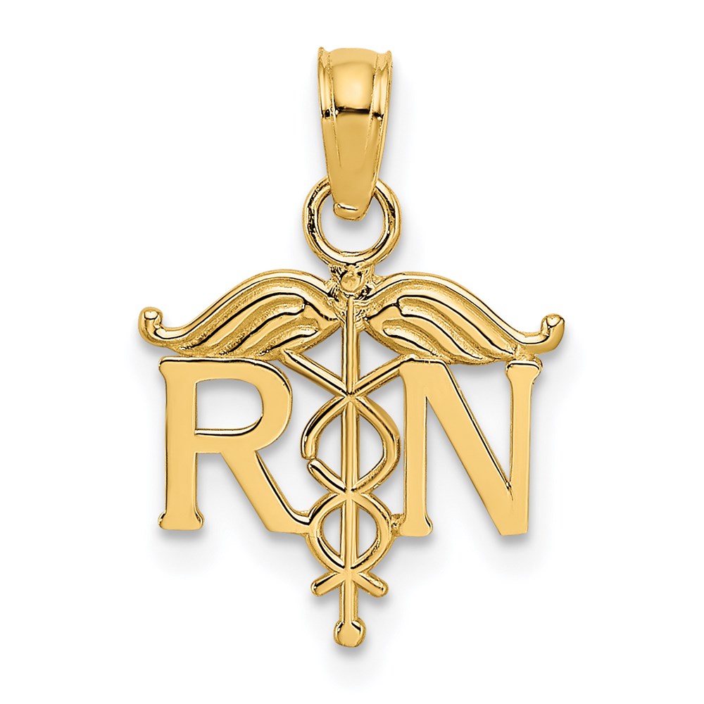 14k Yellow Gold Registered Nurse Pendant