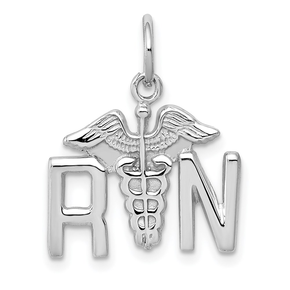 14k White Gold Registered Nurse Charm/ Pendant