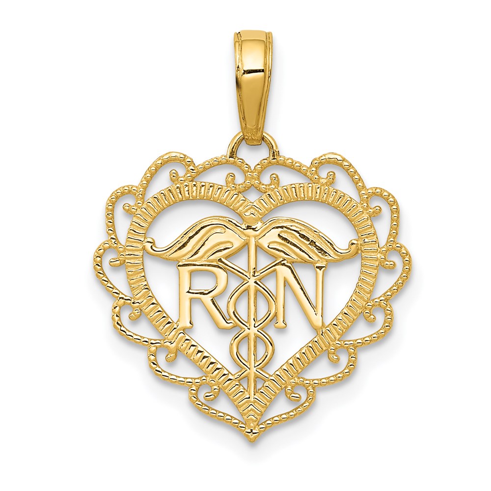 14k Yellow Gold RN Heart Pendant