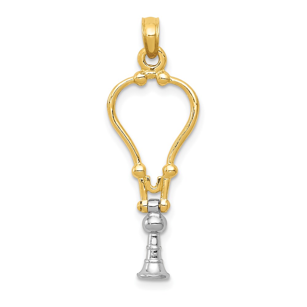 14k Two Tone Gold 3D Stethoscope Pendant