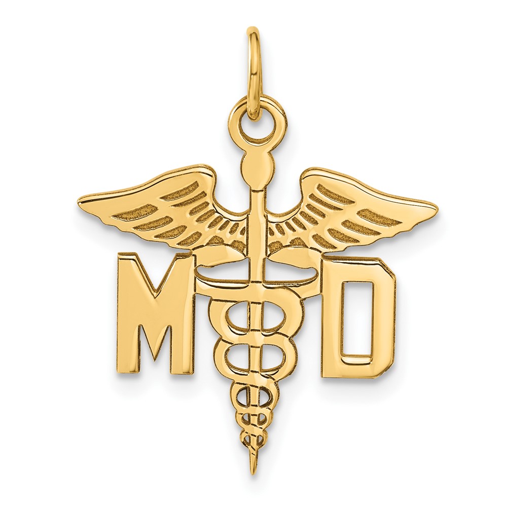 14k Yellow Gold MD Caduceus Charm 22mm