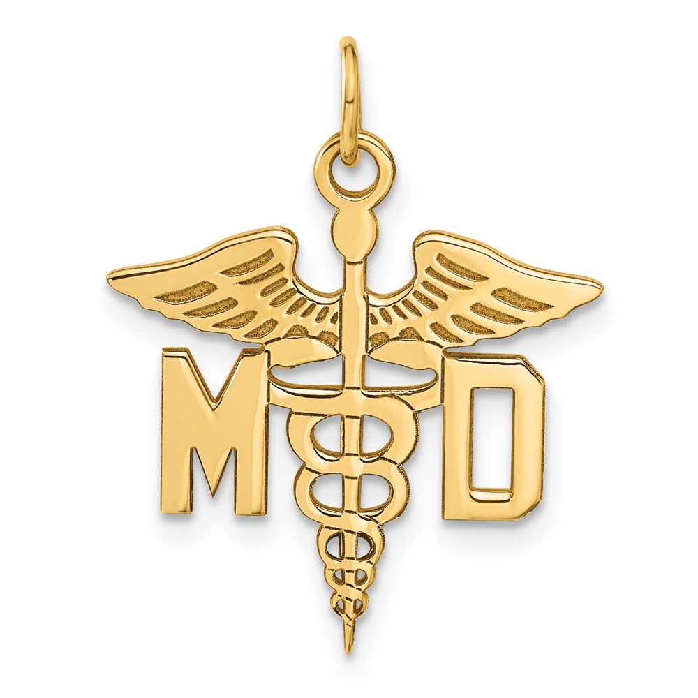 14k Yellow Gold Large MD Caduceus Charm