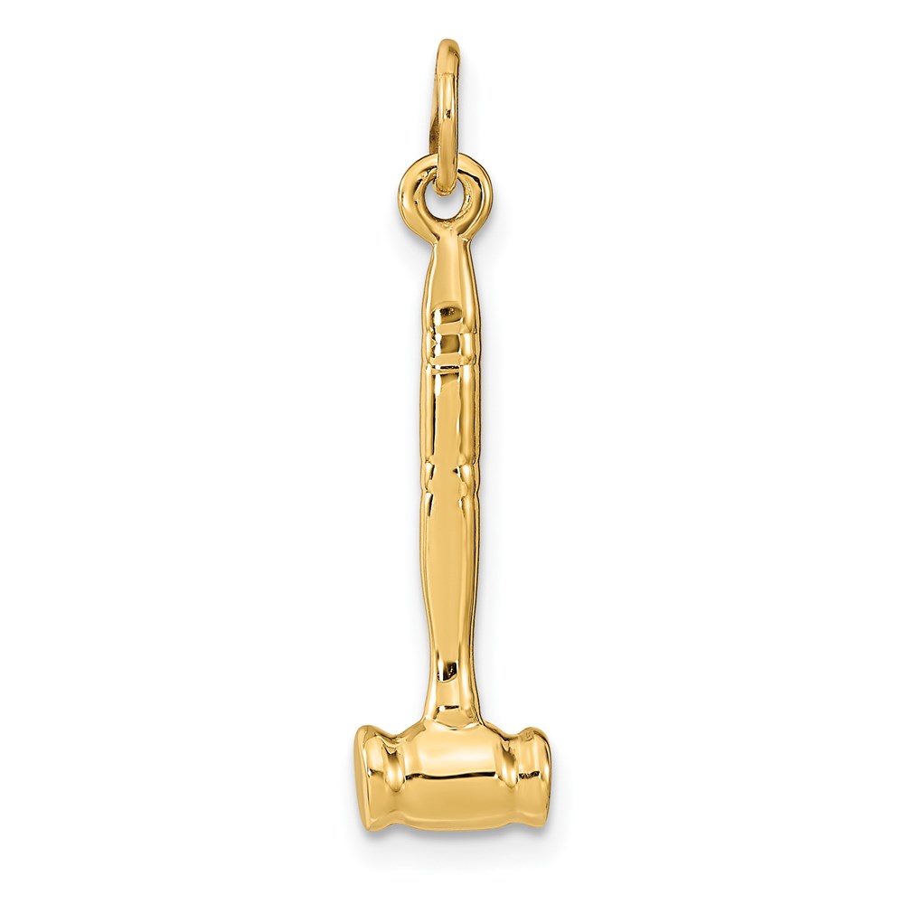 14k Yellow Gold 3D Gavel Pendant