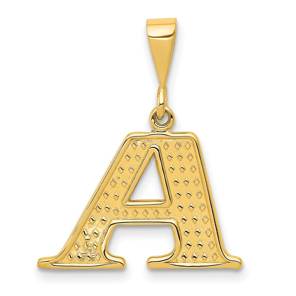 14k Yellow Gold, Ashley Collection, Textured Initial A Pendant