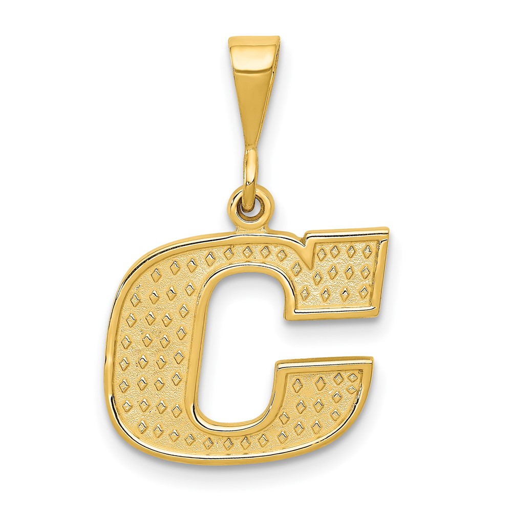 14k Yellow Gold, Ashley Collection, Textured Initial C Pendant