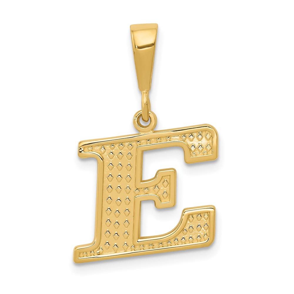 14k Yellow Gold, Ashley Collection, Textured Initial E Pendant