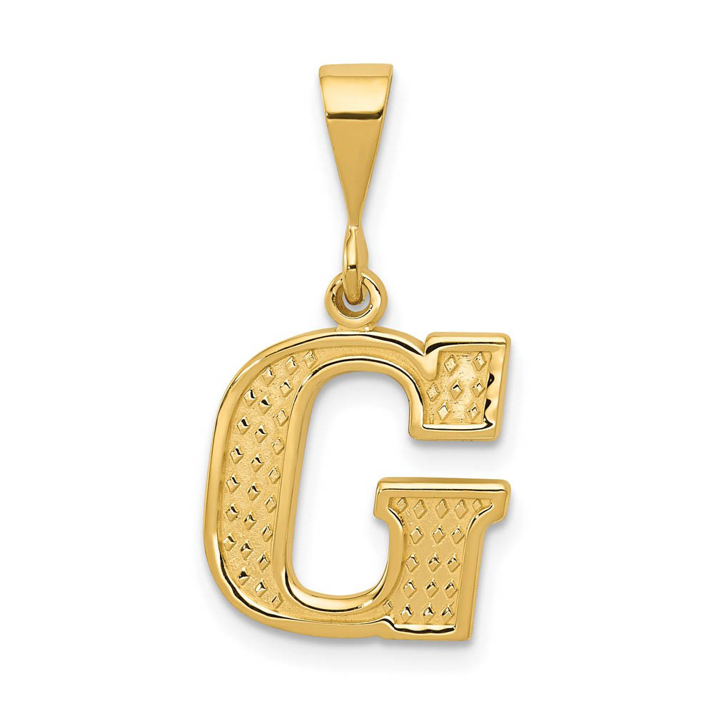 14k Yellow Gold, Ashley Collection, Textured Initial G Pendant