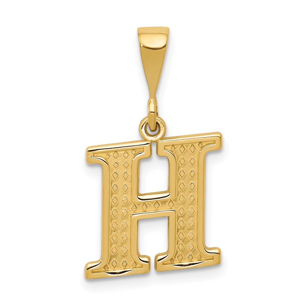 14k Yellow Gold, Ashley Collection, Textured Initial H Pendant