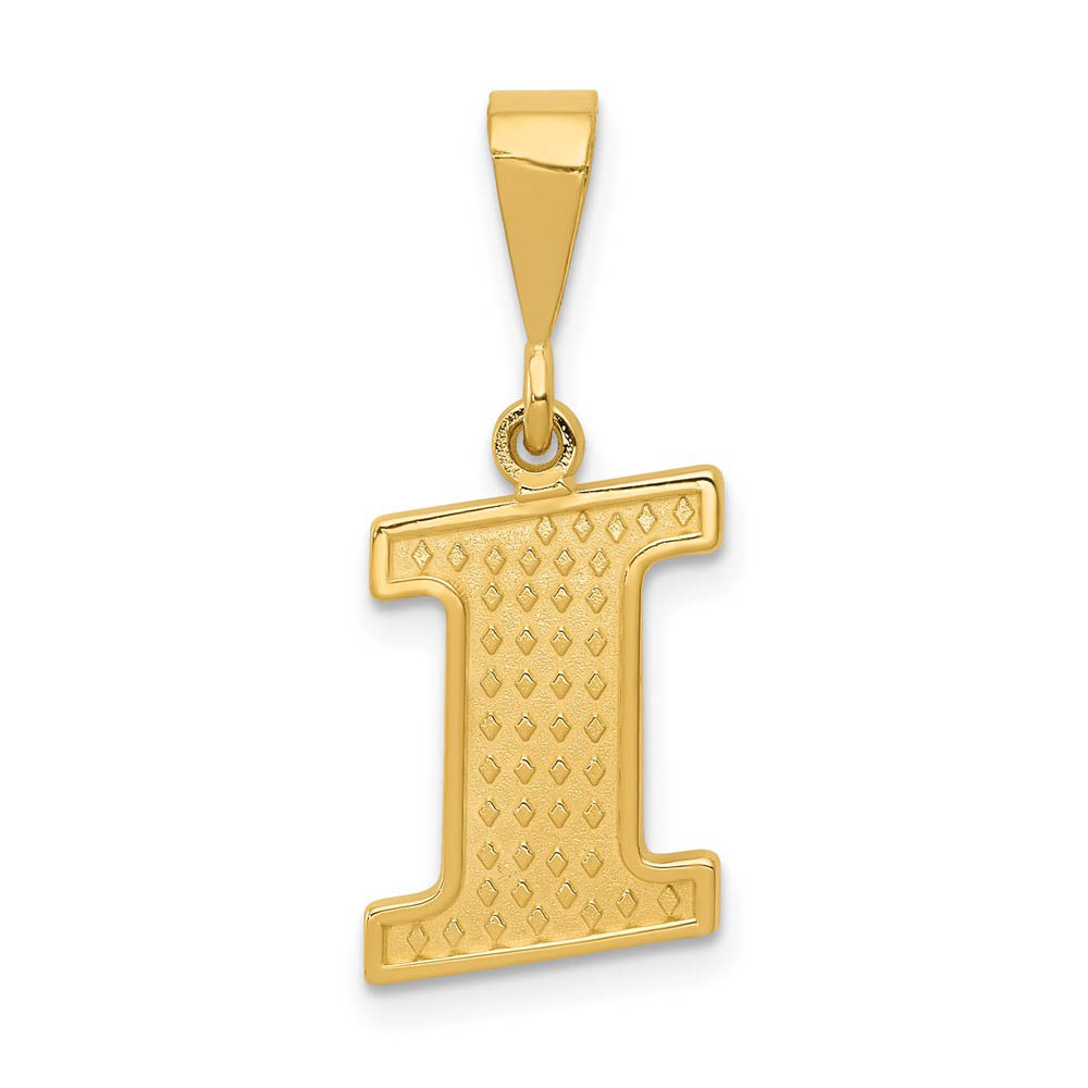 14k Yellow Gold, Ashley Collection, Textured Initial I Pendant