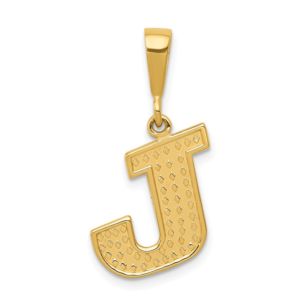 14k Yellow Gold, Ashley Collection, Textured Initial J Pendant