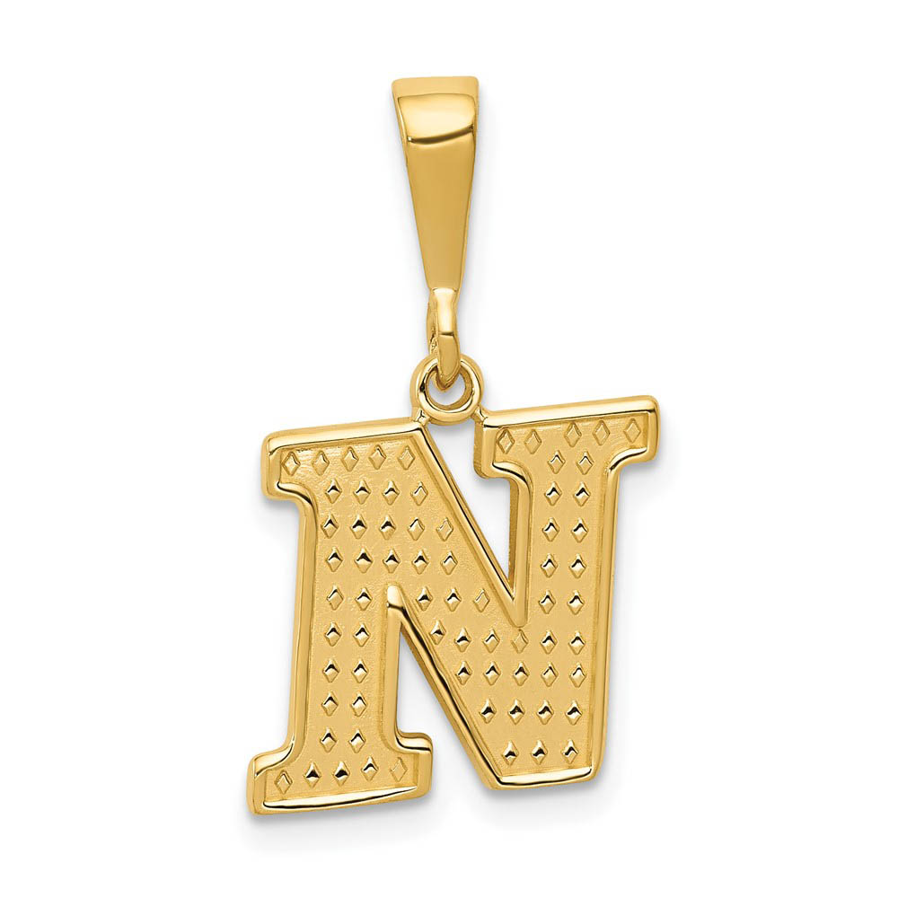14k Yellow Gold, Ashley Collection, Textured Initial N Pendant