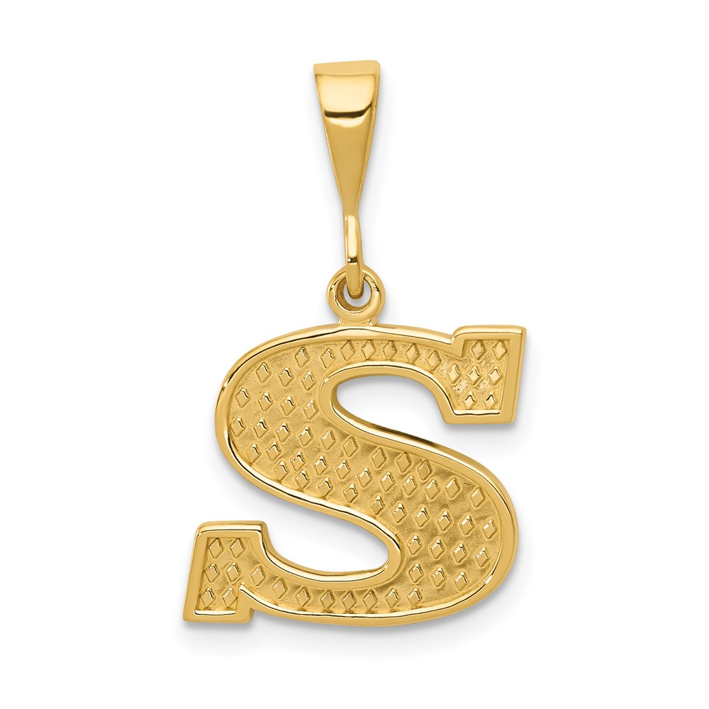 14k Yellow Gold, Ashley Collection, Textured Initial Pendant