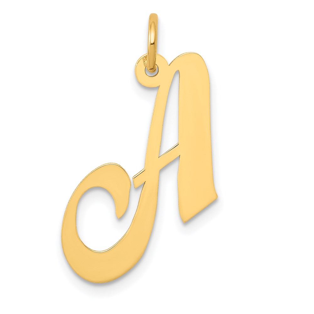 14k Yellow Gold, Ella Collection Fancy Script Initial A Pendant