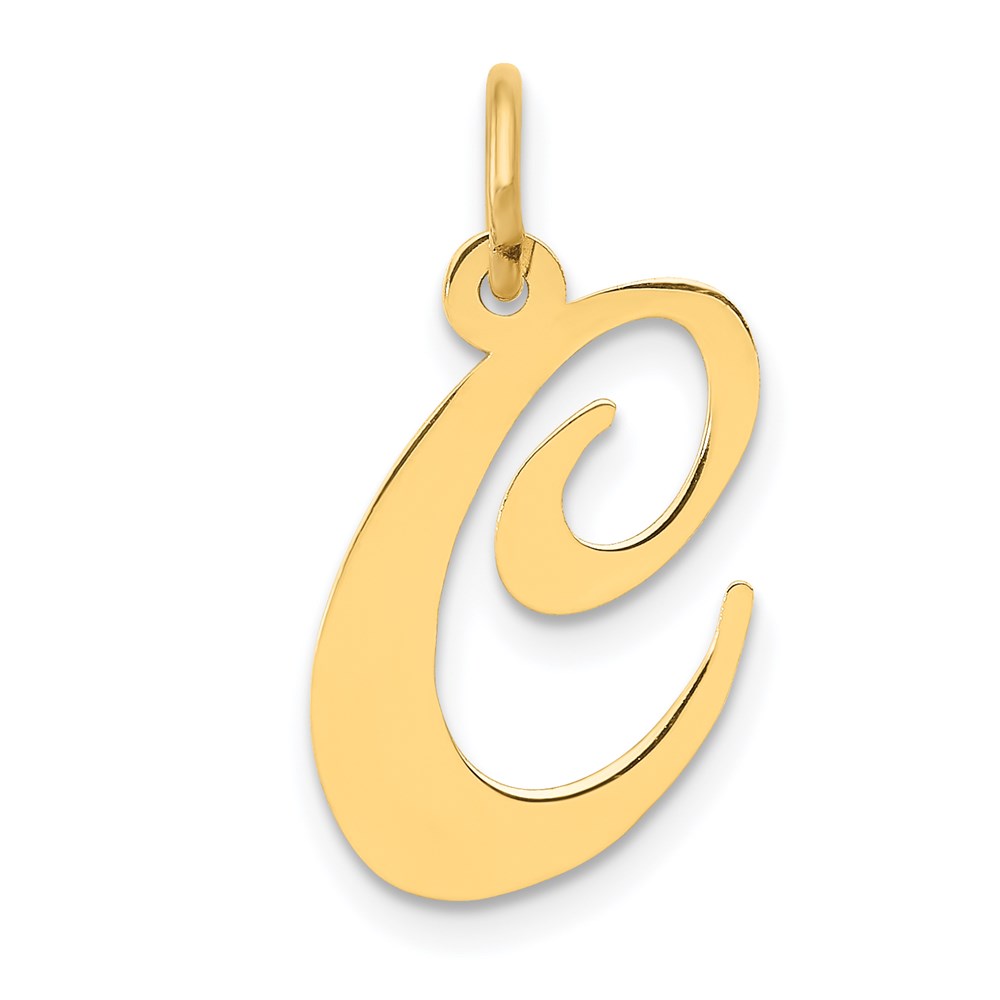 14k Yellow Gold, Ella Collection Fancy Script Initial C Pendant
