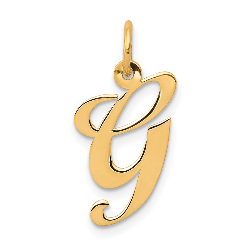 14k Yellow Gold, Ella Collection Fancy Script Initial G Pendant