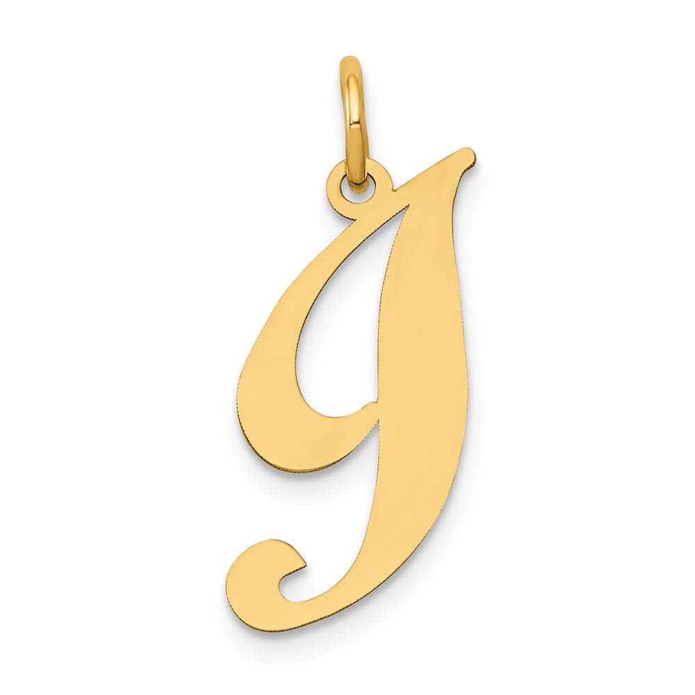 14k Yellow Gold, Ella Collection Fancy Script Initial I Pendant