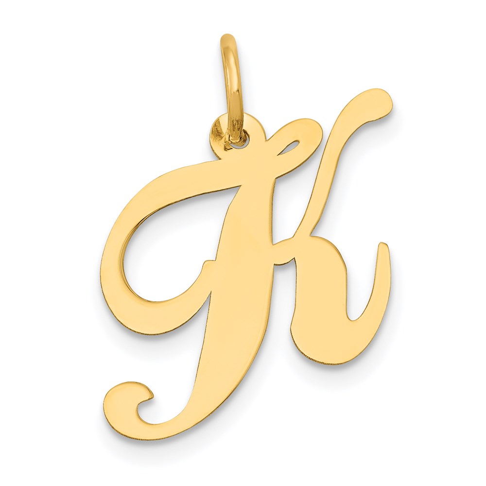 14k Yellow Gold, Ella Collection Fancy Script Initial K Pendant