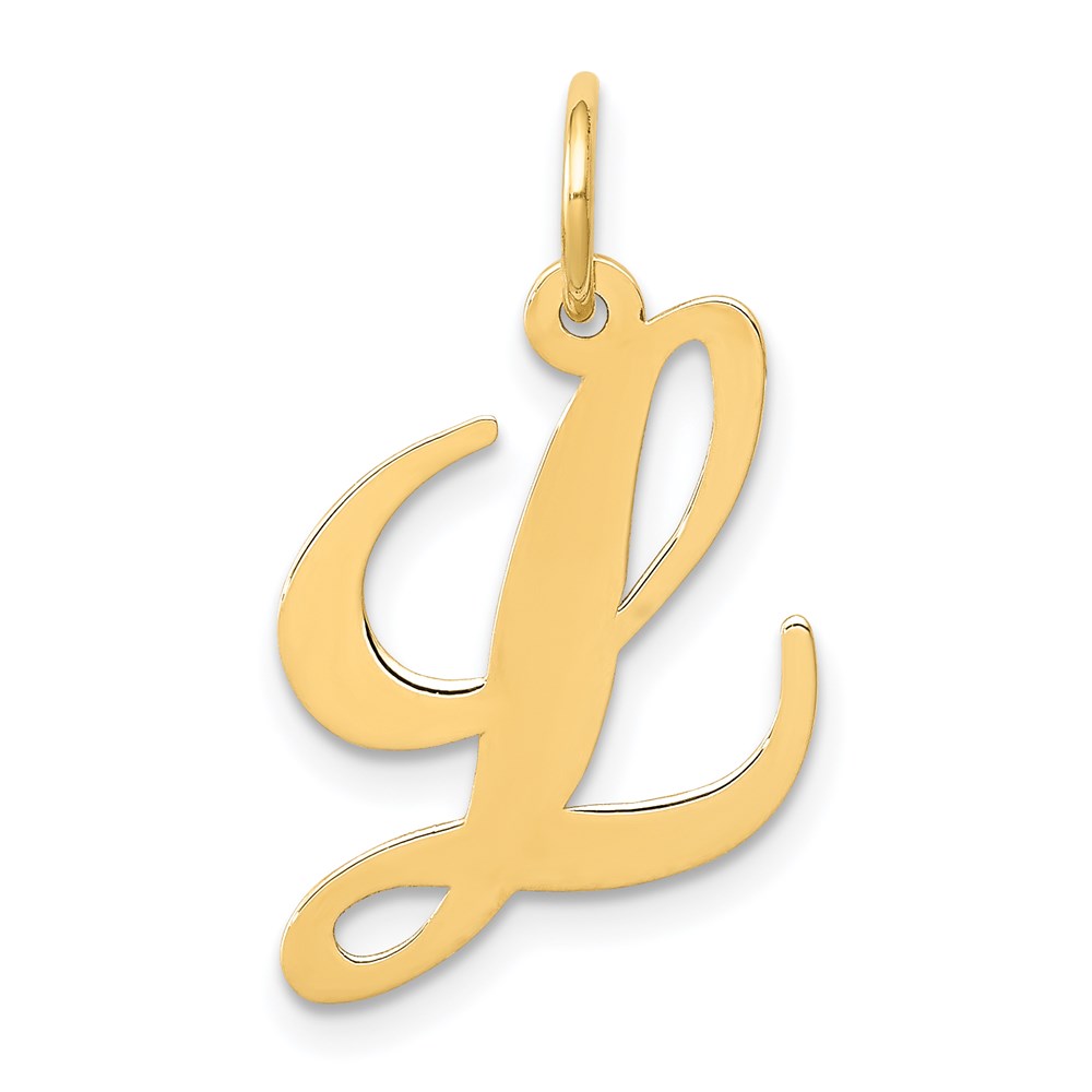 14k Yellow Gold, Ella Collection Medium Fancy Script Initial Pendant