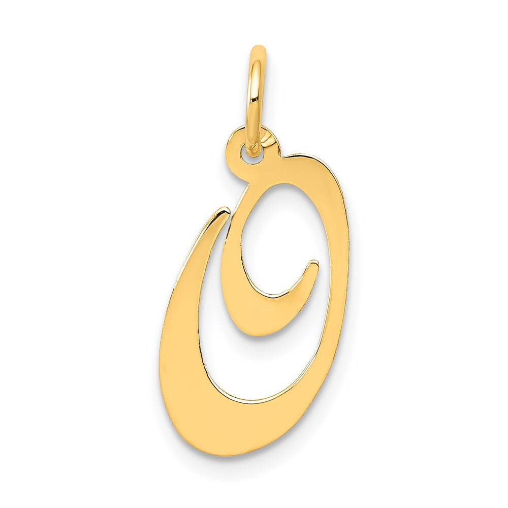 14k Yellow Gold, Ella Collection Fancy Script Initial O Pendant