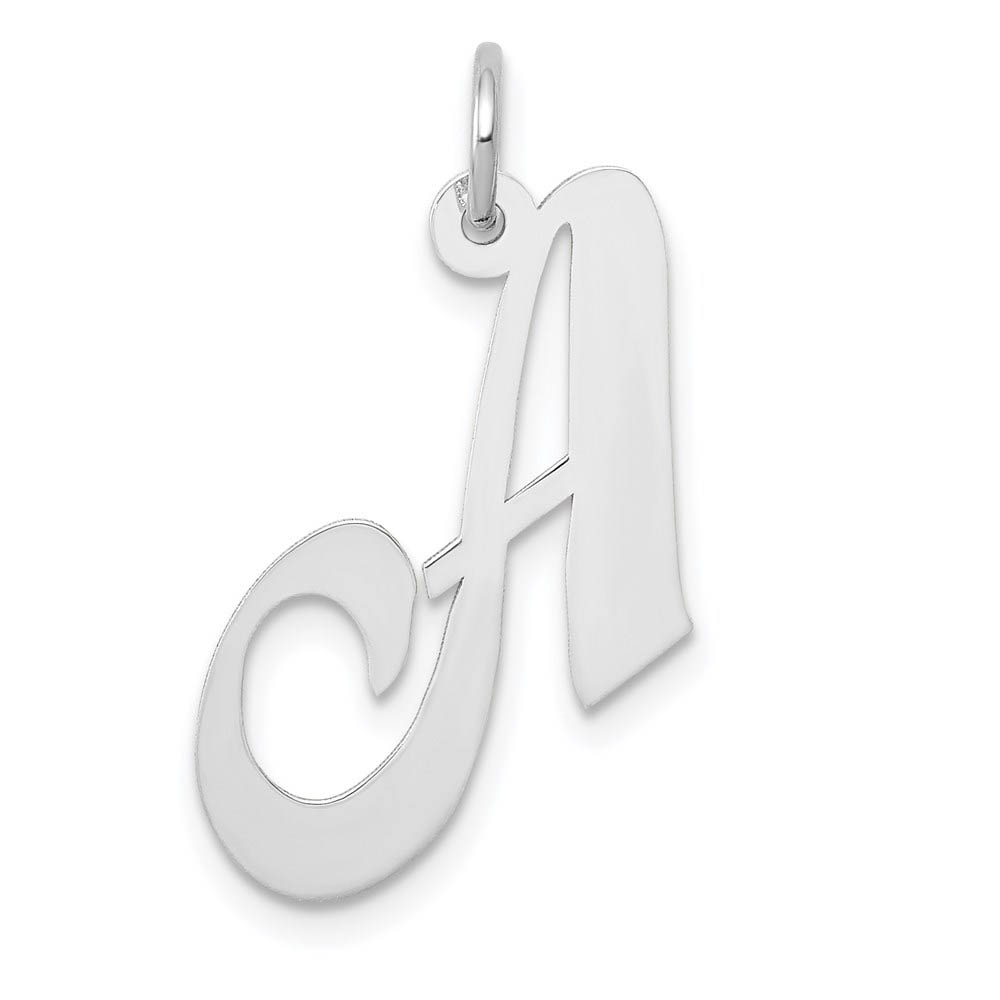 14k White Gold, Ella Collection Fancy Script Initial A Pendant