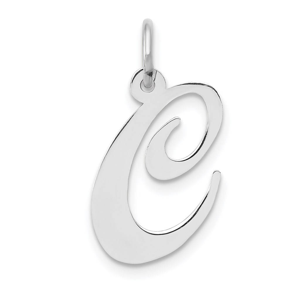 14k White Gold, Ella Collection Fancy Script Initial C Pendant