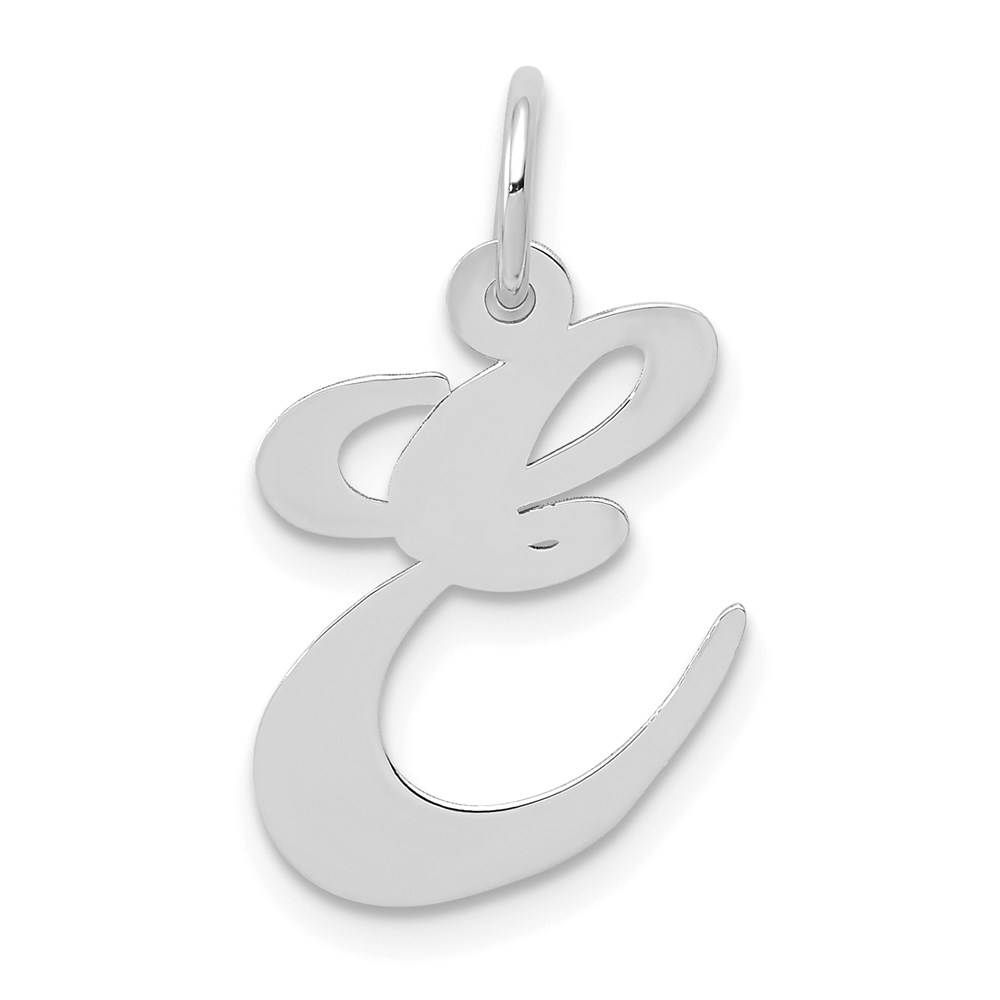 14k White Gold, Ella Collection Fancy Script Initial E Pendant