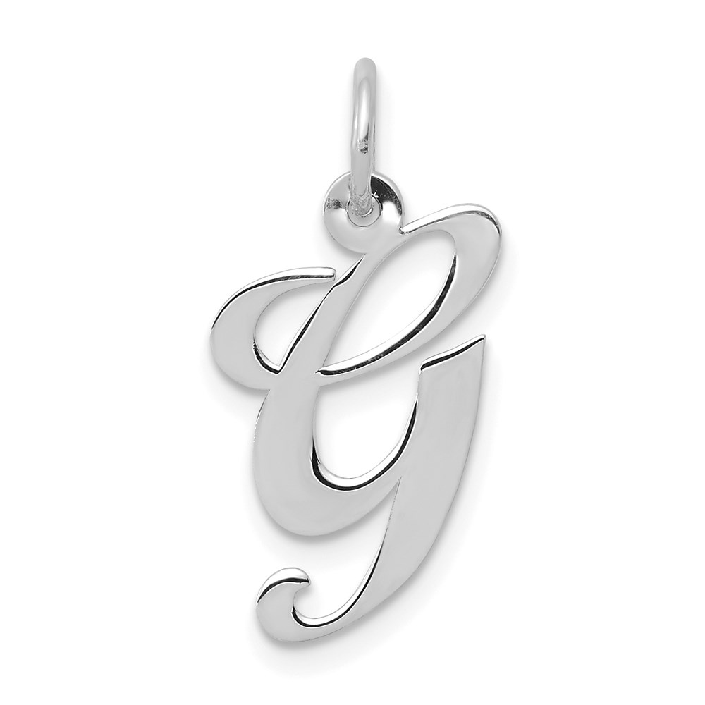 14k White Gold, Ella Collection Fancy Script Initial G Pendant