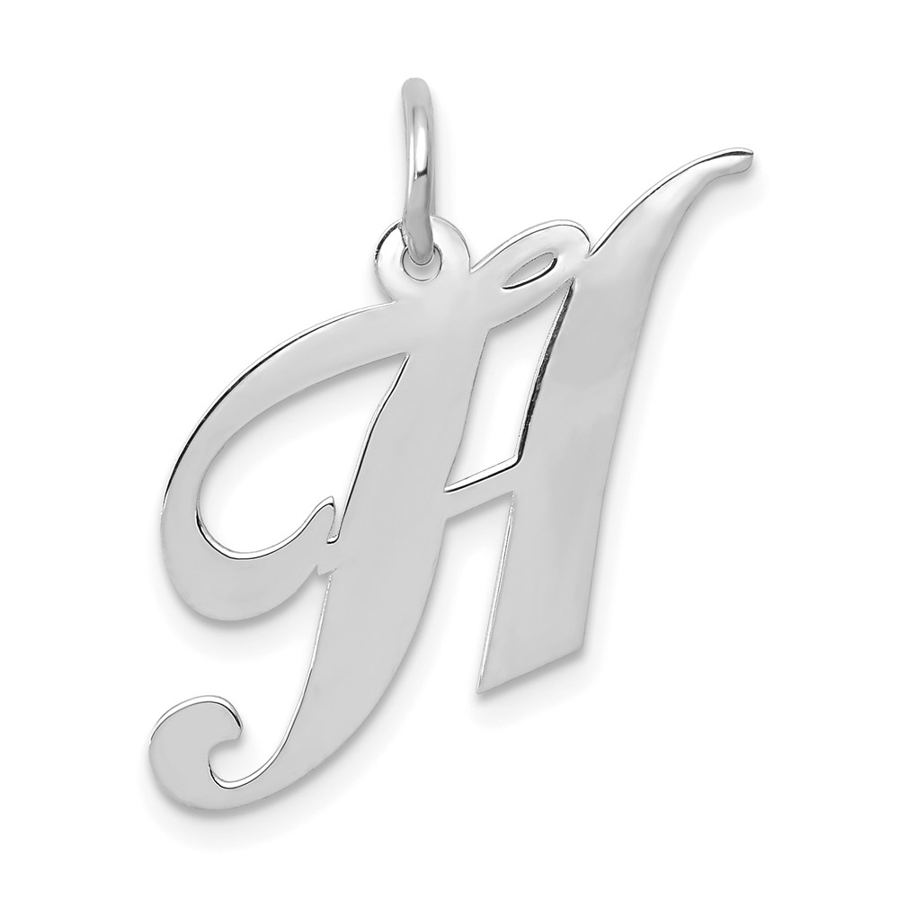 14k White Gold, Ella Collection Fancy Script Initial H Pendant