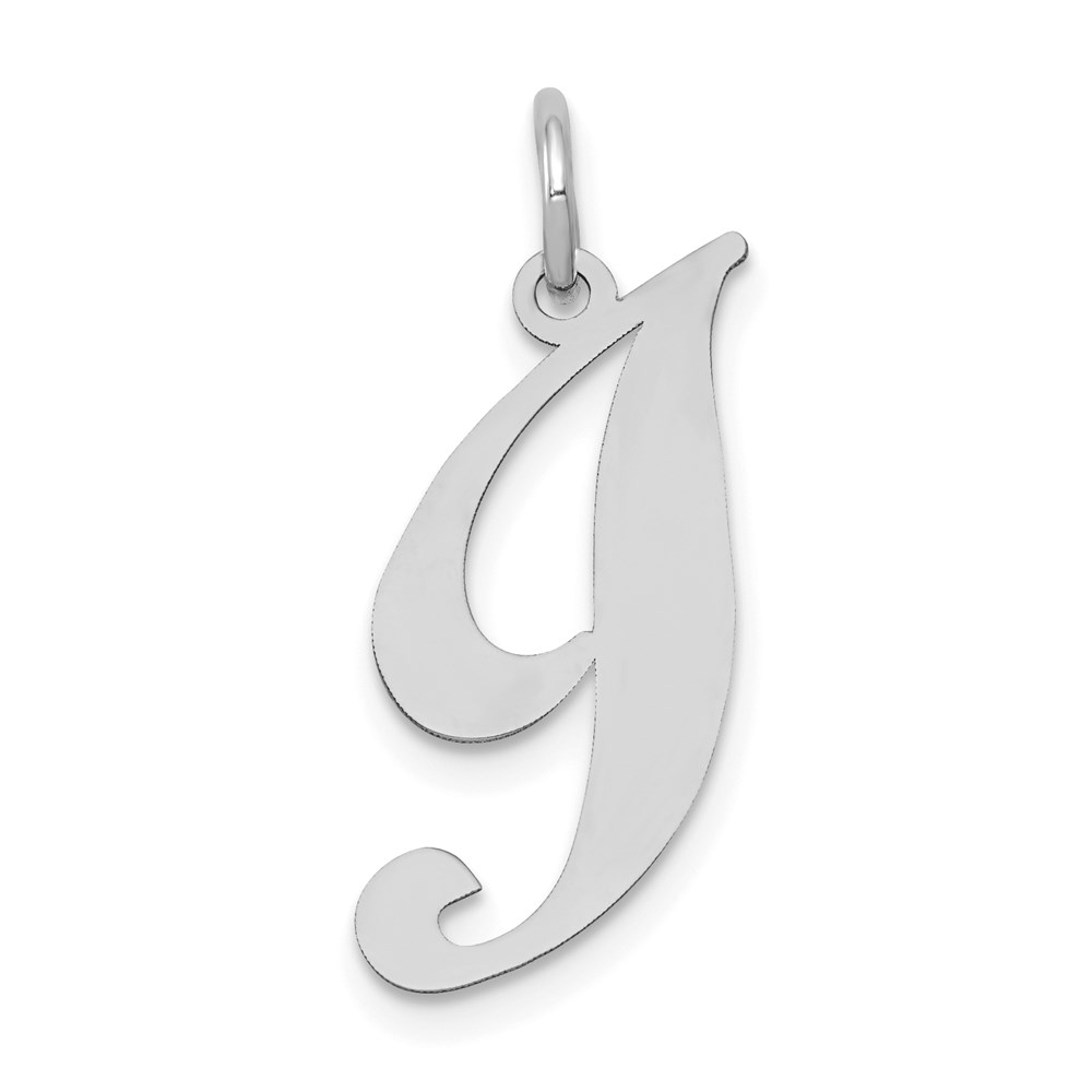14k White Gold, Ella Collection Fancy Script Initial I Pendant
