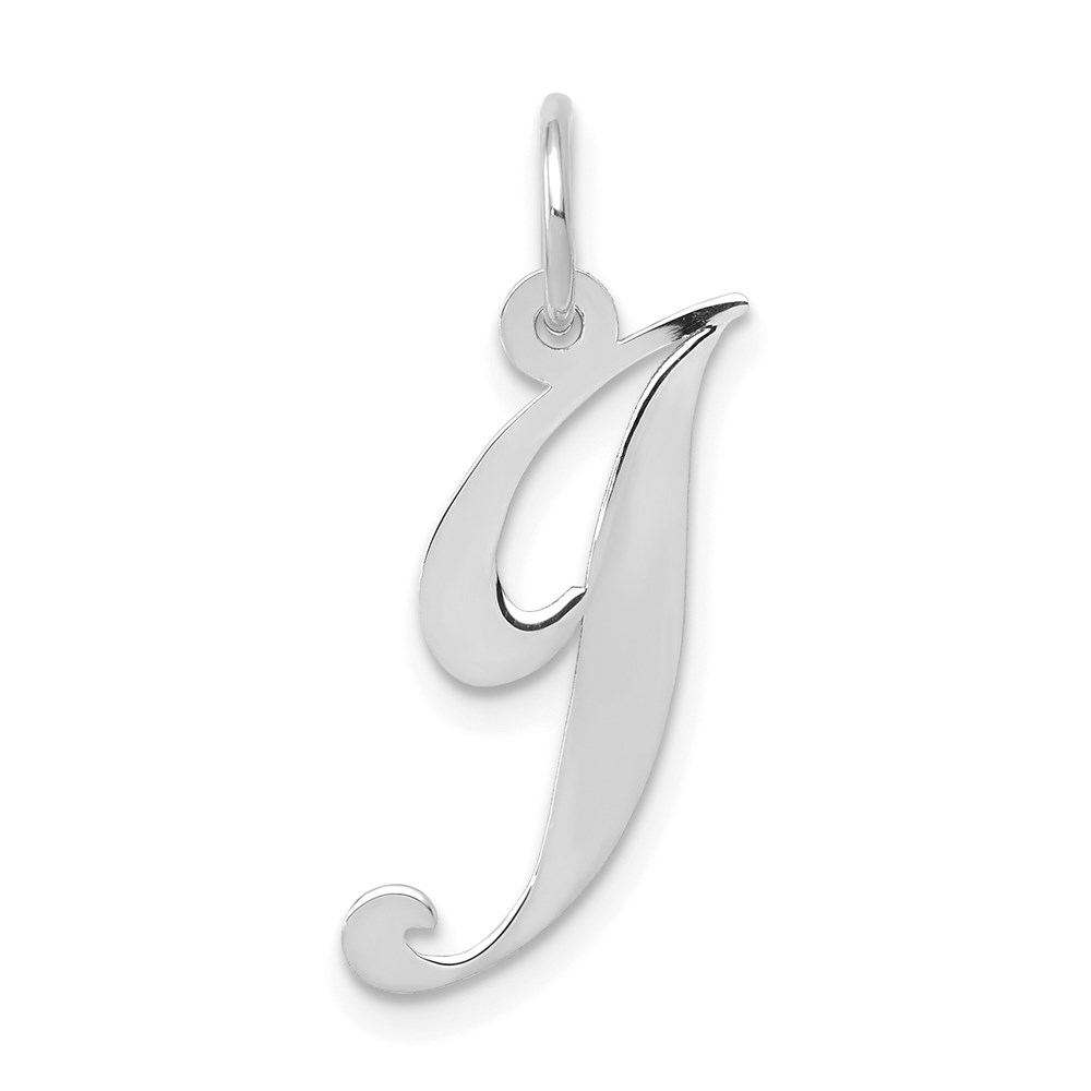 14k White Gold, Ella Collection Fancy Script Initial J Pendant
