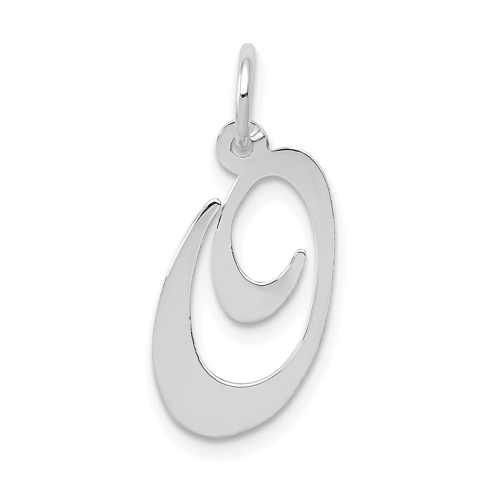14k White Gold, Ella Collection Fancy Script Initial O Pendant