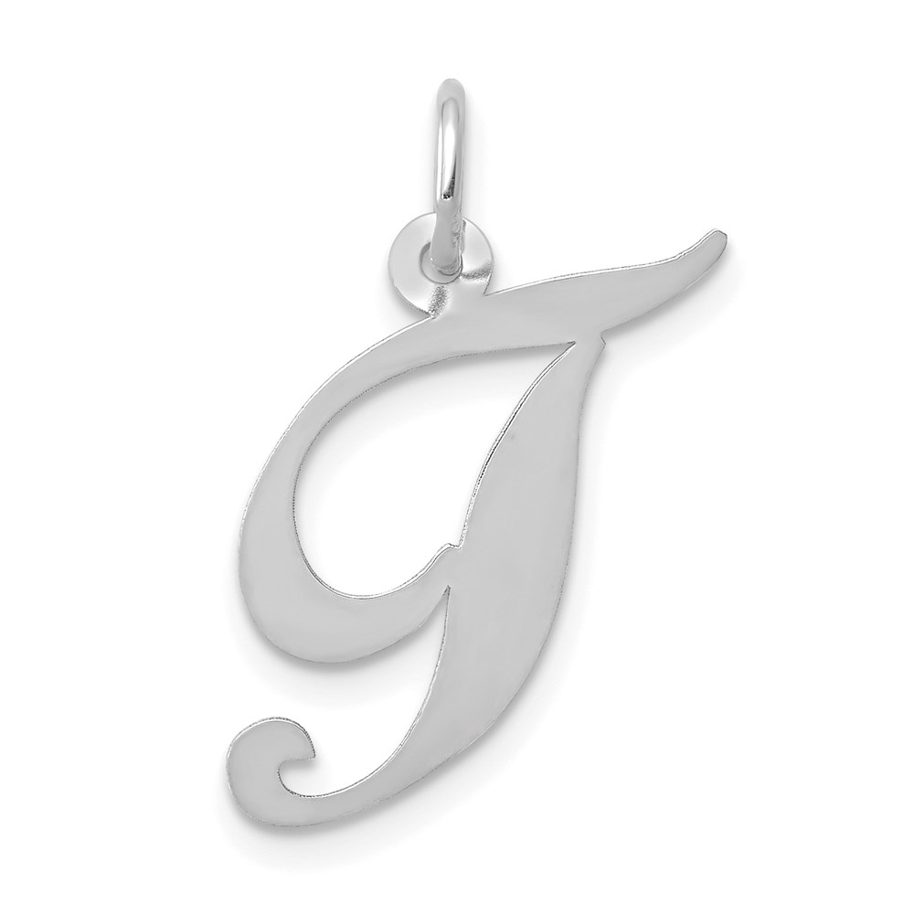 14k White Gold, Ella Collection Fancy Script Initial T Pendant