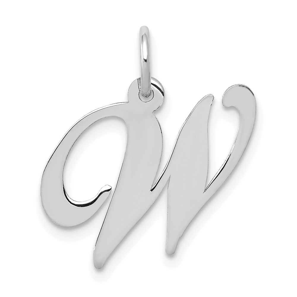 14k White Gold, Ella Collection Fancy Script Initial W Pendant