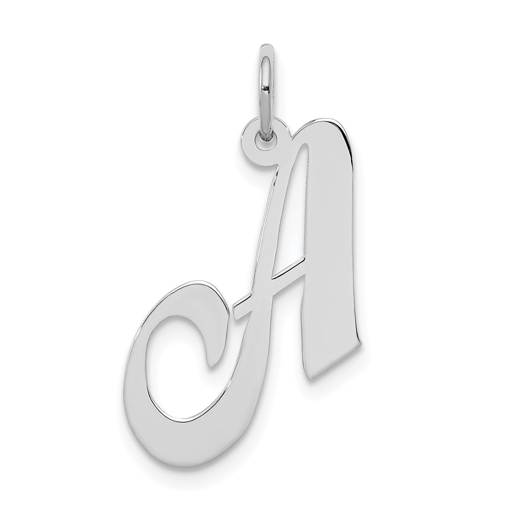 Sterling Silver, Ella Collection Fancy Script Initial A Pendant
