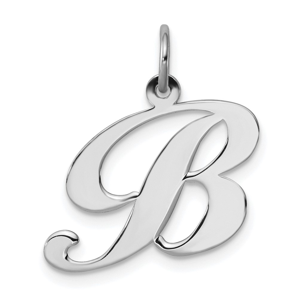 Sterling Silver, Ella Collection Fancy Script Initial B Pendant