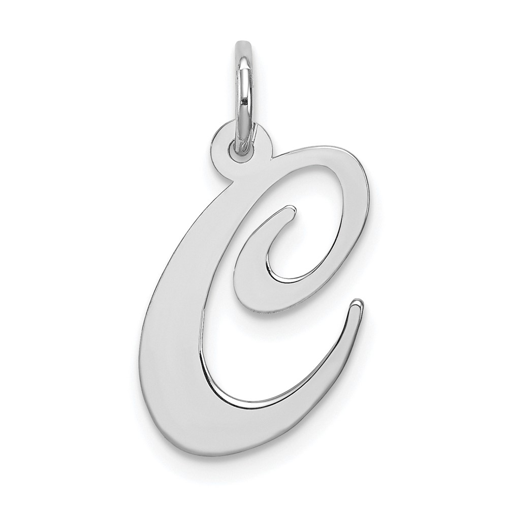 Sterling Silver, Ella Collection Fancy Script Initial C Pendant