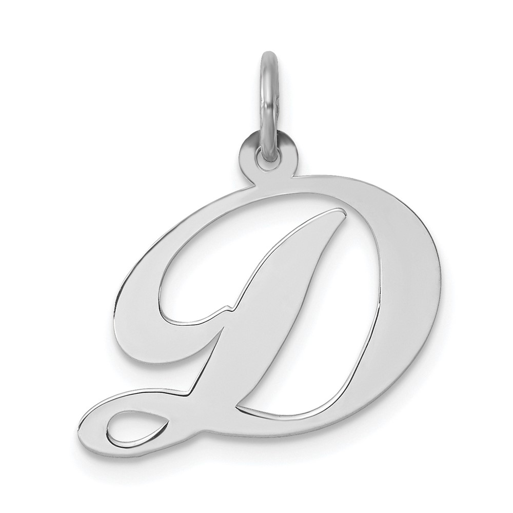 Sterling Silver, Ella Collection Fancy Script Initial D Pendant