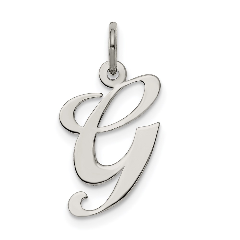 Sterling Silver, Ella Collection Fancy Script Initial G Pendant