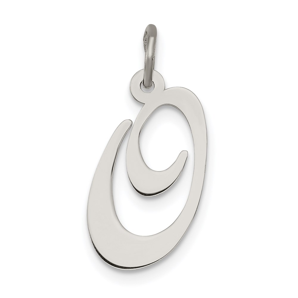 Sterling Silver, Ella Collection Fancy Script Initial O Pendant