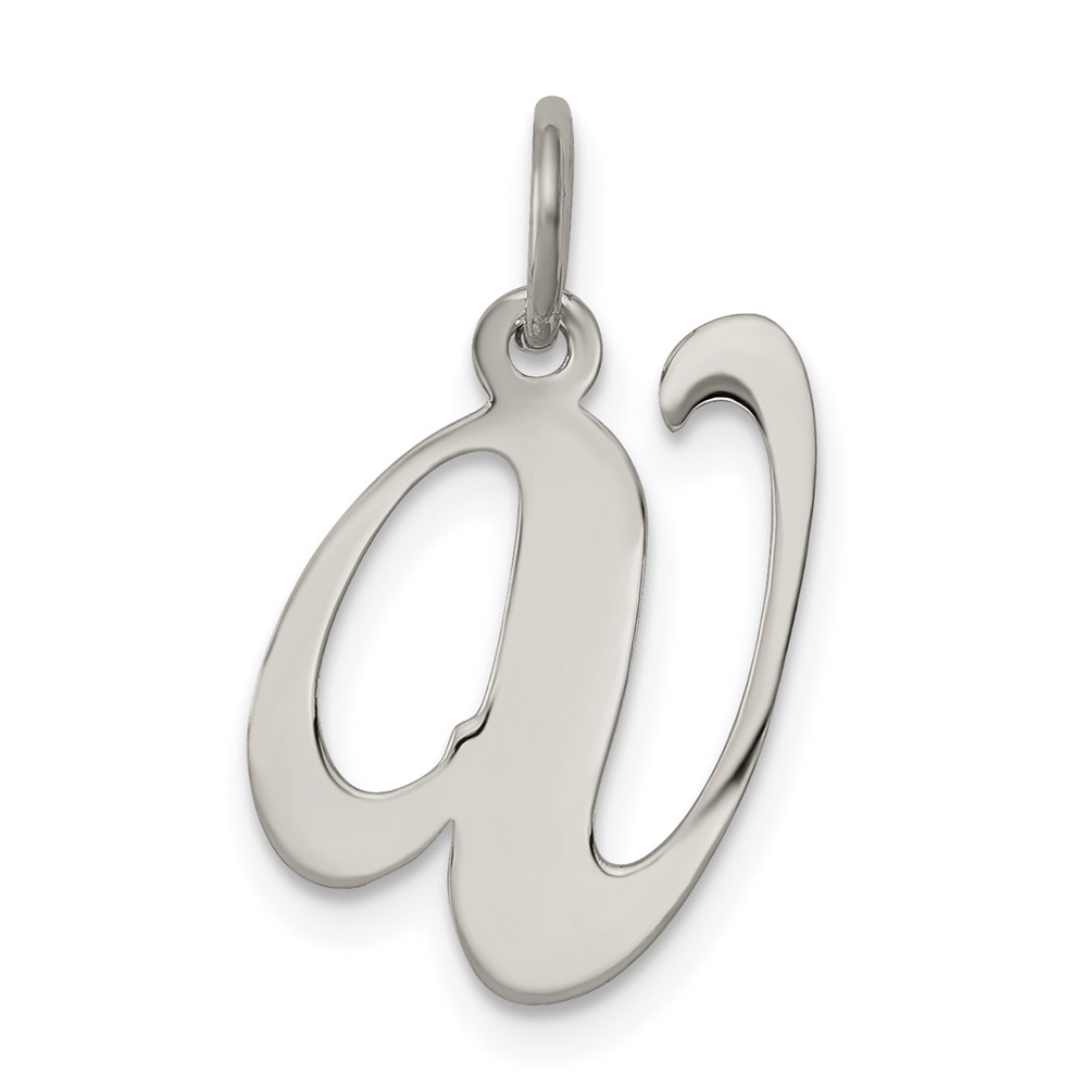 Sterling Silver, Ella Collection Fancy Script Initial V Pendant
