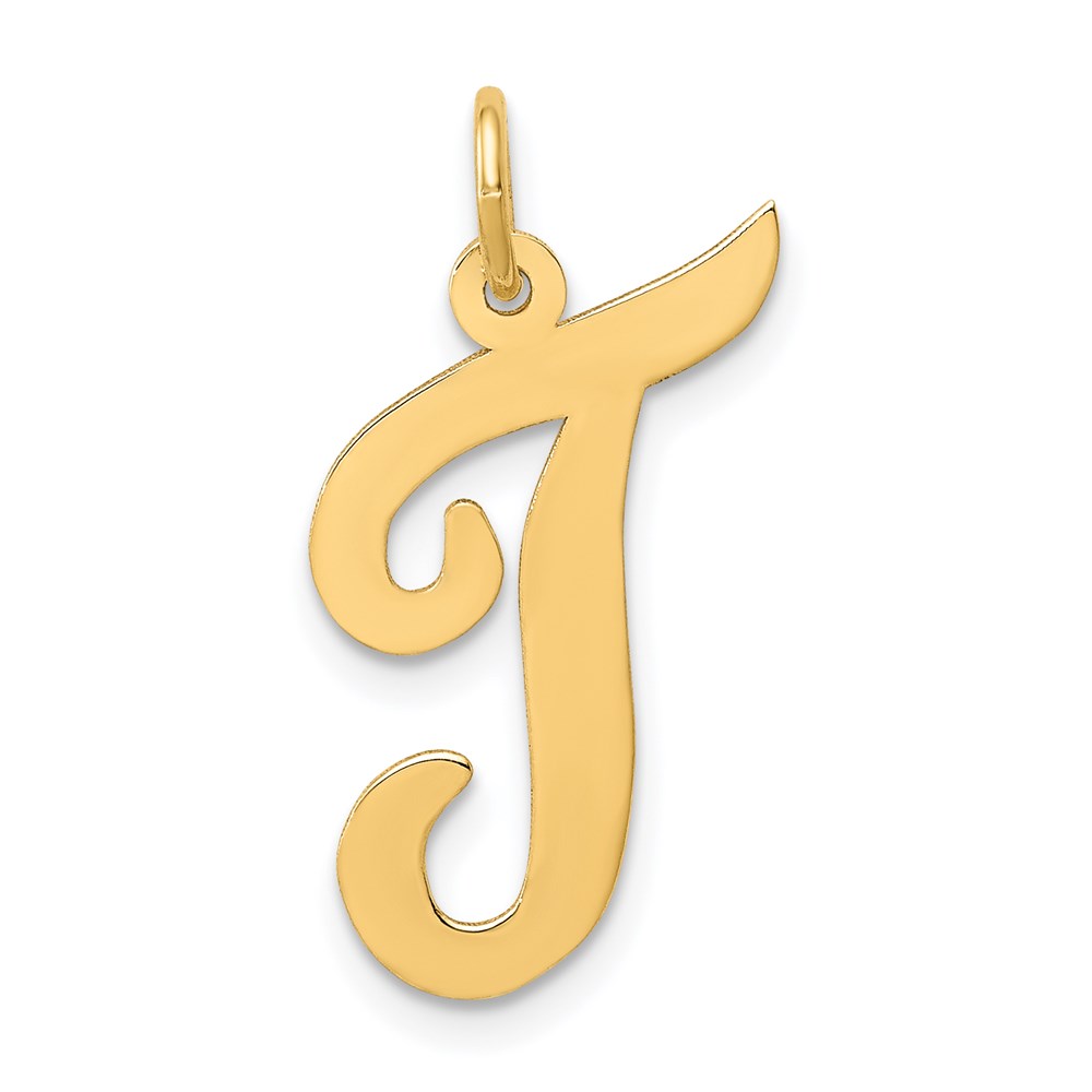 14k Yellow Gold Madison Collection LG Classic Script Initial T Pendant
