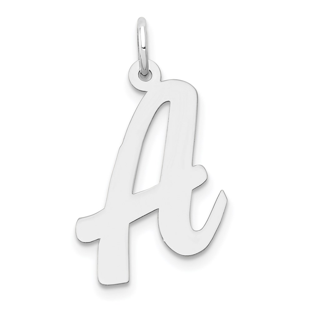 14k White Gold, Madison Collection LG Classic Script Initial A Pendant