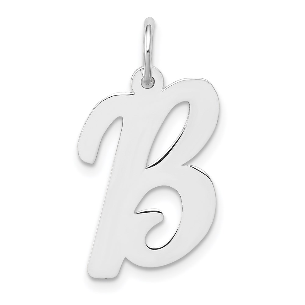 14k White Gold, Madison Collection LG Classic Script Initial B Pendant