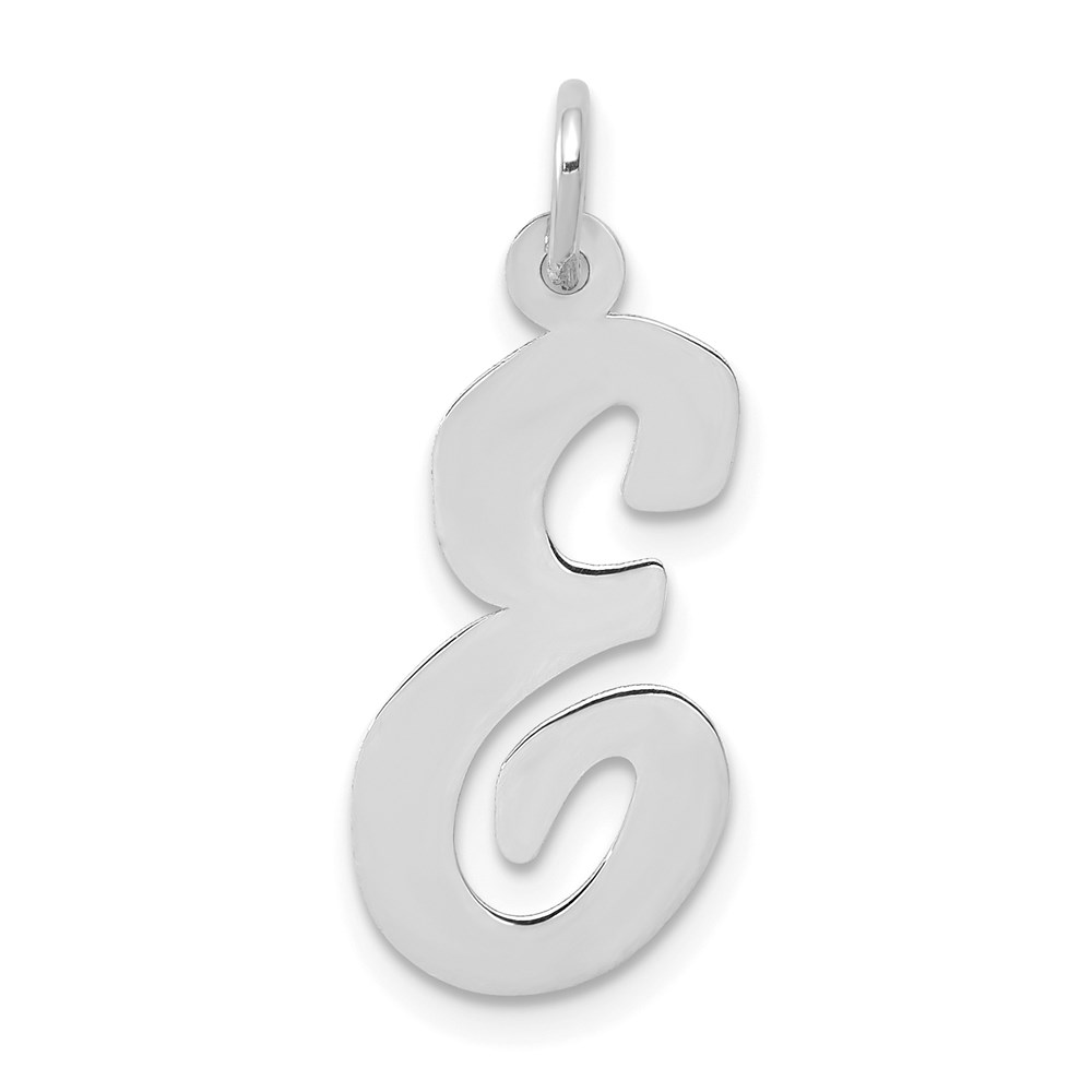 14k White Gold, Madison Collection LG Classic Script Initial E Pendant