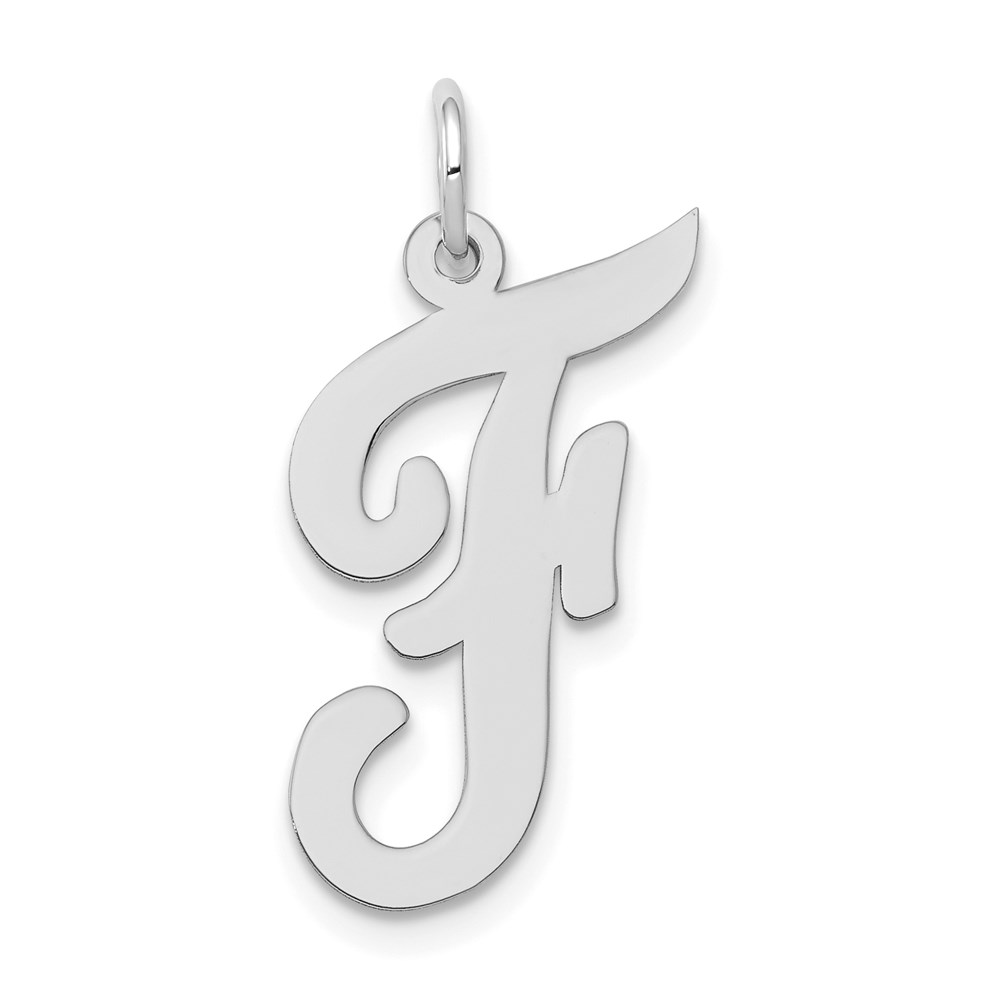 14k White Gold, Madison Collection LG Classic Script Initial F Pendant