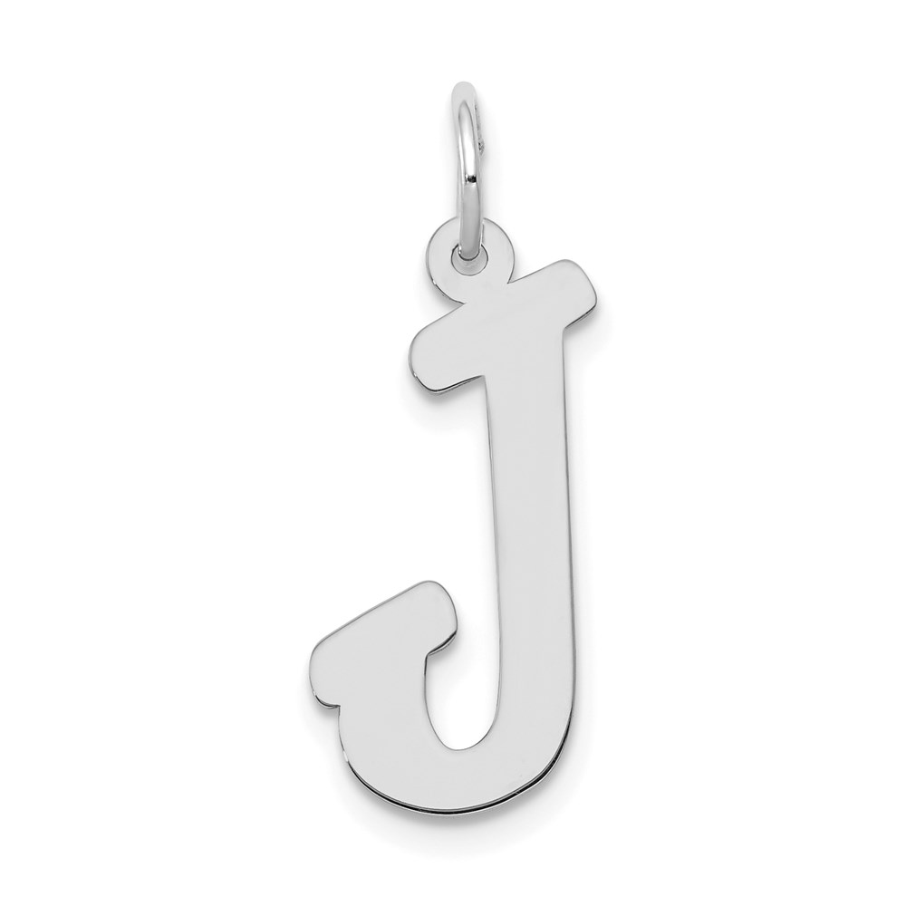 14k White Gold, Madison Collection LG Classic Script Initial J Pendant